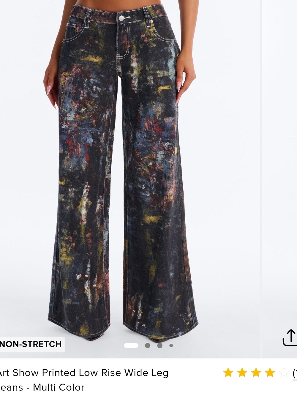 Fashion Nova Black Wide-Leg Jeans with Multicolor Paint-Splash
